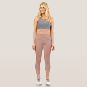 Rosy Brown Solid Plain Colour Capri Leggings