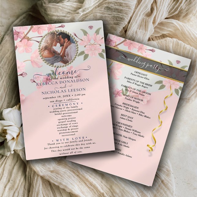 Rosy Chic Photo Programme de mariage personnalisé (Créateur téléchargé)