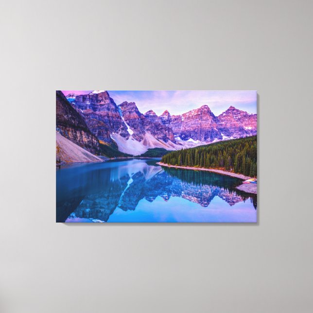 Rosy Clouds Before Sunrise at Moraine Lake Canvas Print (Front)