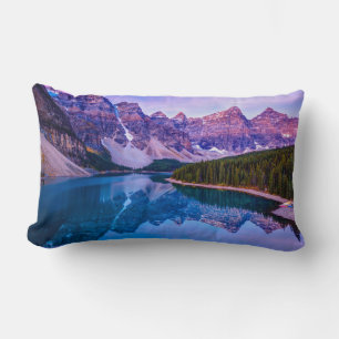 Rosy Clouds Before Sunrise at Moraine Lake Lumbar Pillow