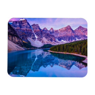 Rosy Clouds Before Sunrise at Moraine Lake Magnet