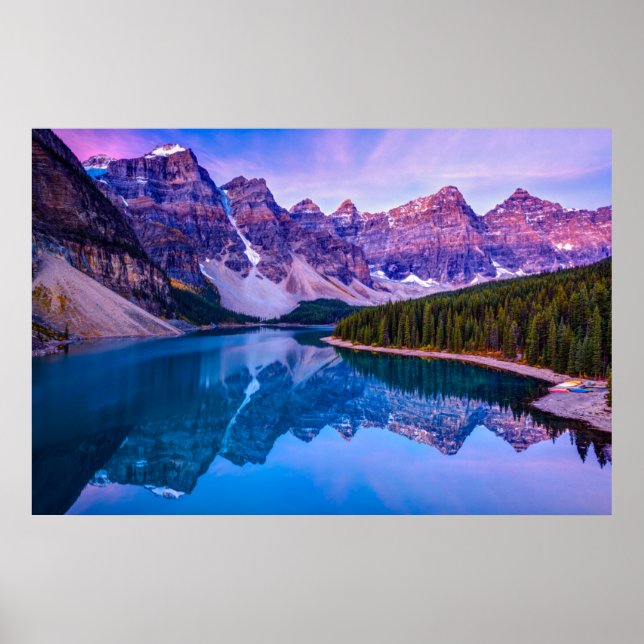 Rosy Clouds Before Sunrise at Moraine Lake Poster (Front)