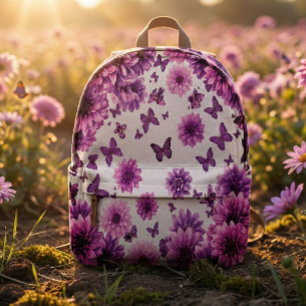 Rosy Floral Backpack Pink Flower Print