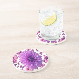 Rosy Floral Coaster – Pink Flower Drink Mat