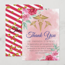 Rosy Floral Doctor | Nurse Thank You Card