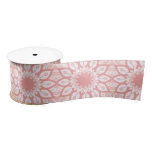 Rosy floral mandala geometric pattern satin ribbon