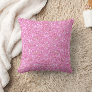 Rosy Fractal Design Throw Pillow