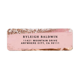 Rosy Golden Elegant Return Address Label