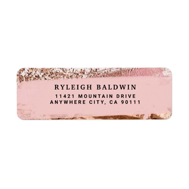 Rosy Golden Elegant Return Address Label (Front)