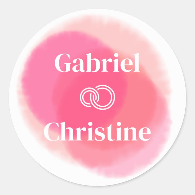 Rosy Hand-painted Watercolor Wedding Classic Round Sticker (Front)