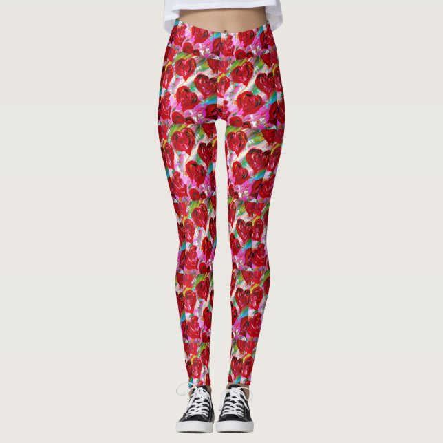 Rosy Hearts Leggings (Front)