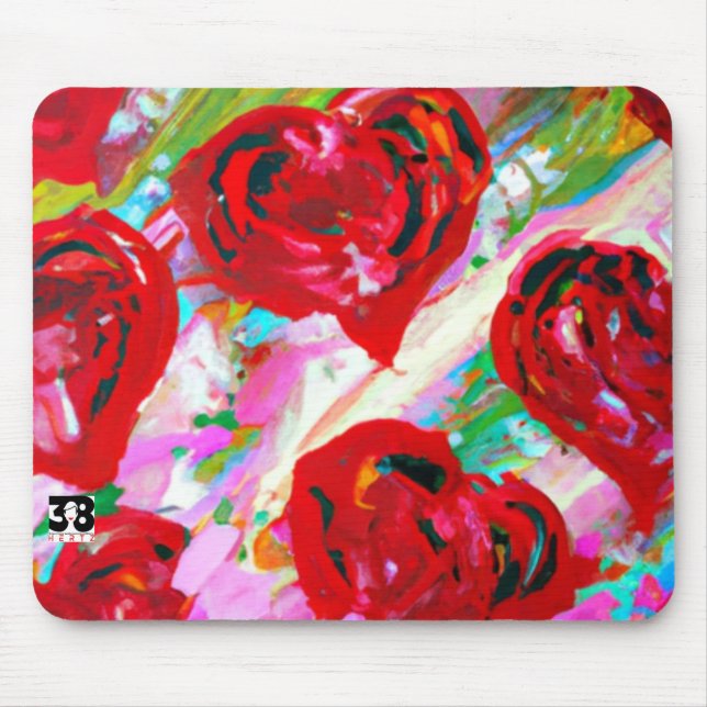 Rosy Hearts Mouse Pad (Front)
