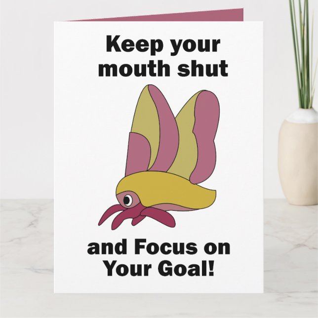 Rosy Maple Moth Keeping Mouth Shut Focus On Goals Card (Front)