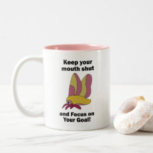 Rosy Maple Moth Keeping Mouth Shut Focus On Goals Two-Tone Coffee Mug