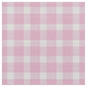 Rosy Pink and White Checkered Plaid Fabric