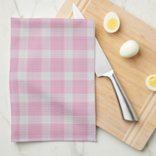 Rosy Pink and White Checkered Plaid Kitchen Towel