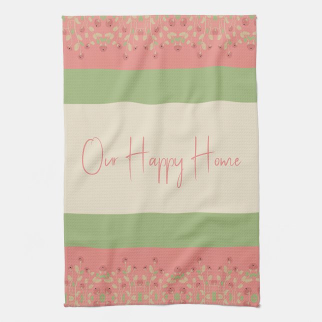 Rosy Pink Floral Kitchen Towel (Vertical)