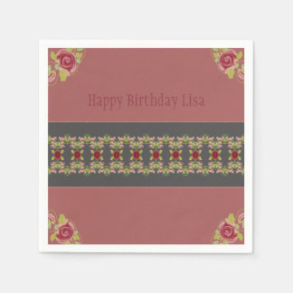 Rosy Pink Floral Napkin