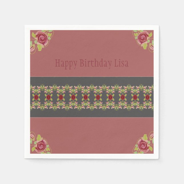 Rosy Pink Floral Napkin (Front)