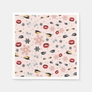 Rosy Pink Girly Beauty Makeup Holiday Christmas Napkin