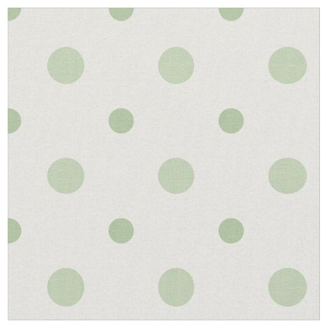 Rosy Posy Green Polka Dot on Textured White Fabric (Close Up)