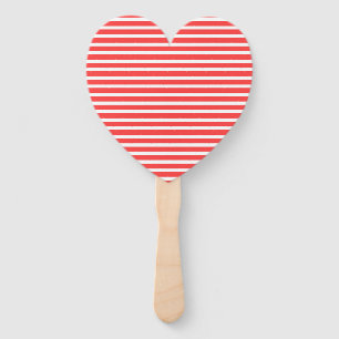 Rosy Red and White Simple Horizontal Striped Hand Fan