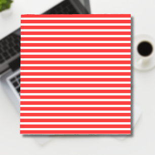 Rosy Red and White Simple Horizontal Striped Notepad