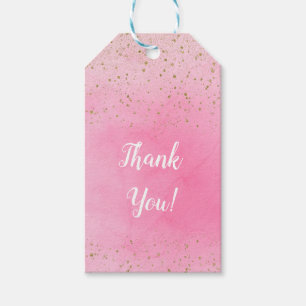 Rosy Rose Pink & Gold Glitter Glam Sparkly Chic Gift Tags