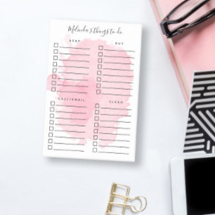 Rosy Watercolor Splash Organized Things to Do Post-it Notes