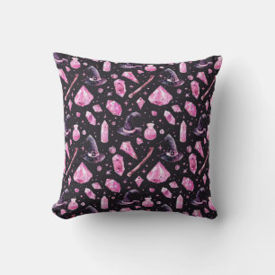 Rosy Witch Throw Pillow