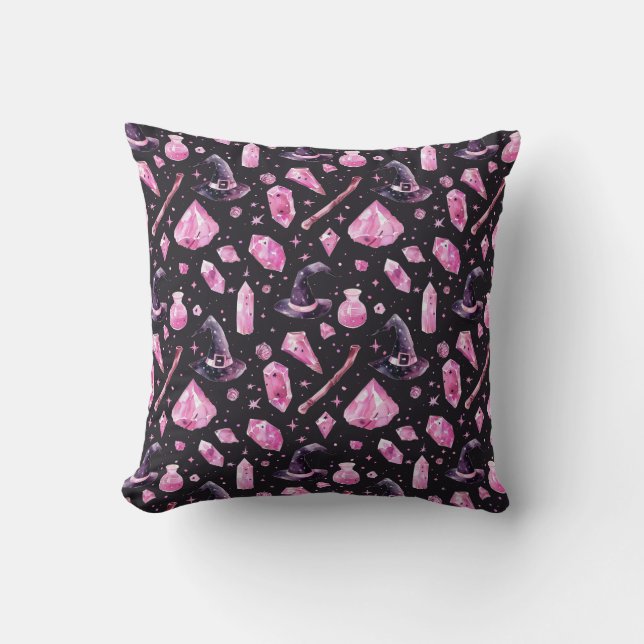 Rosy Witch Throw Pillow (Front)