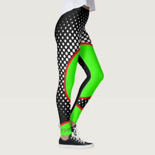 Rot Neon white dots Leggings