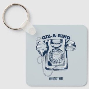 Rotary dial telephone Blue Keychain