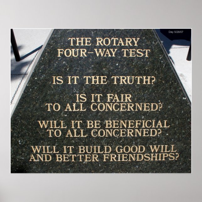 Rotary Four-Way Test Poster (Front)