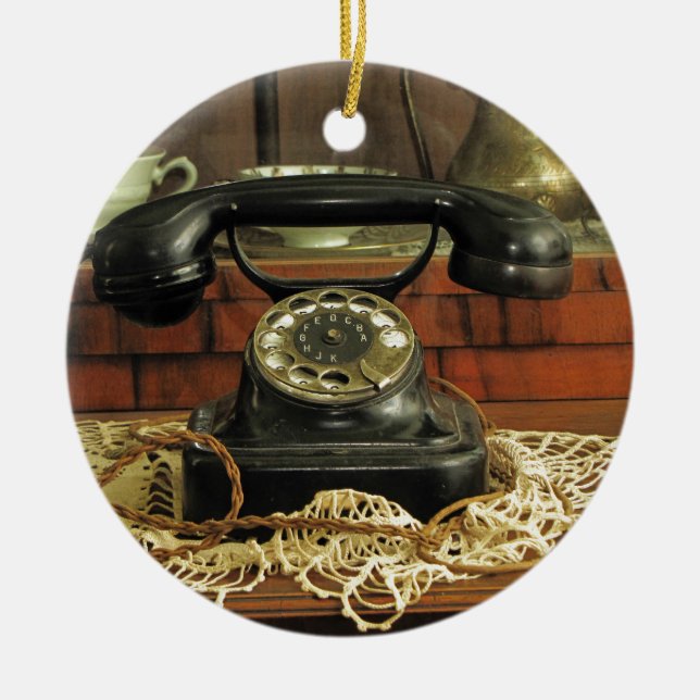 Rotary Telephone Ceramic Ornament (Front)