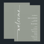 Rotated Calligraphy Sage Green Wedding Program<br><div class="desc">Rotated Calligraphy Sage Green Wedding Program. Available digitally or printed. A modern typographical design with Welcome in a set script and rotated.</div>