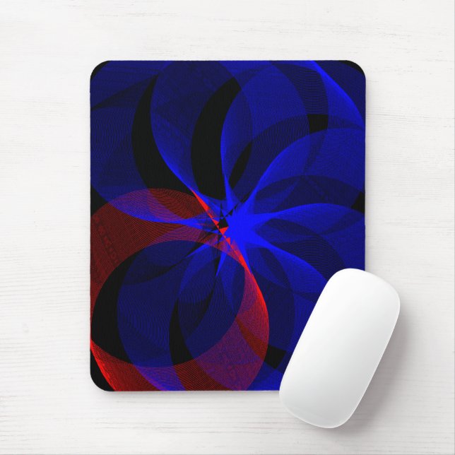 Rotating Blue Accent Geometric Mouse Pad (With Mouse)