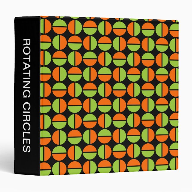 Rotating Circles (1.5in) Green and Orange on Black Binder (Front/Spine)