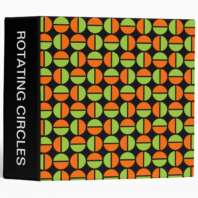 Rotating Circles (2in) Green and Orange on Black Binder (Front/Spine)
