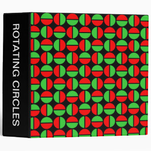 Rotating Circles (2in) Red and Green on Black Binder