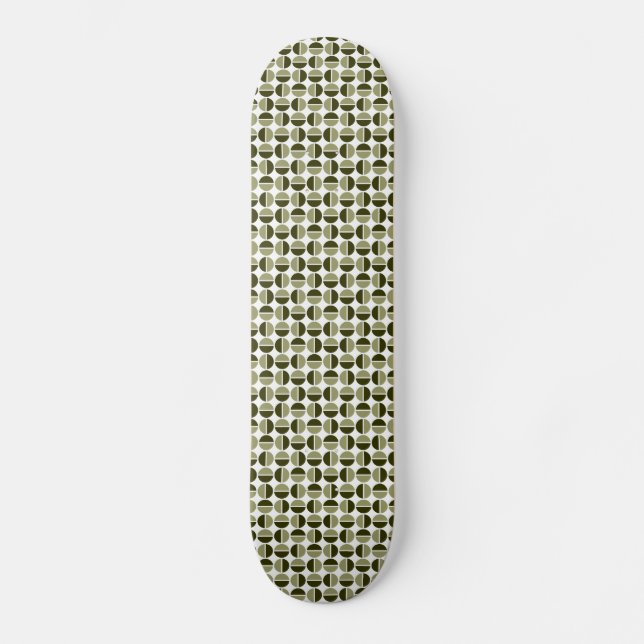 Rotating Circles - Khaki and Dark Olive Skateboard (Front)