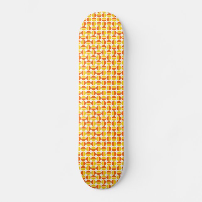 Rotating Circles - Orange and Amber Skateboard (Front)