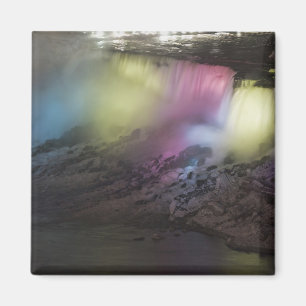 Rotating coloured light display on American Falls Magnet