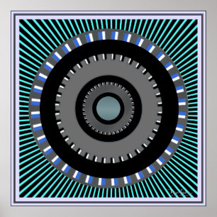 Rotating Gears Wheel Optical Illusion Poster