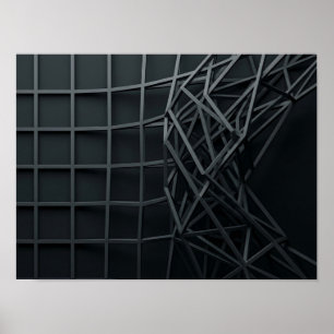 Rotating Linear Geometry Dark Abstract Wall Art