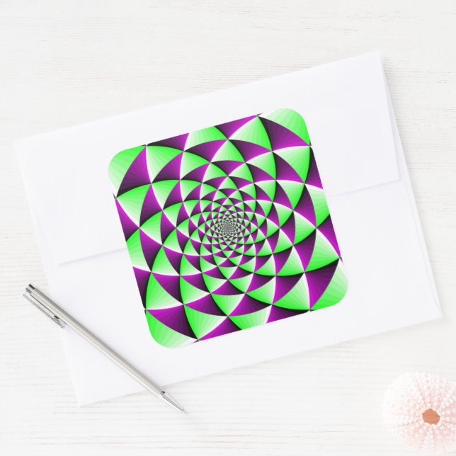 Rotating optical illusion effect square sticker (Envelope)
