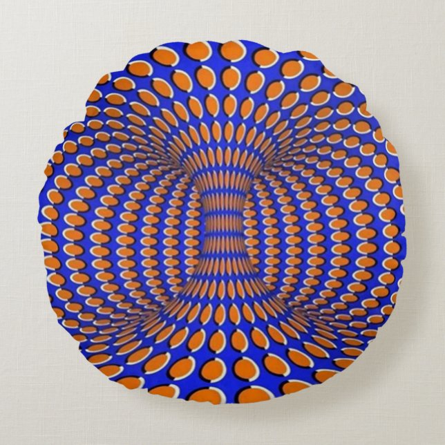 Rotating Vortex Optical Illusion Round Pillow (Front)