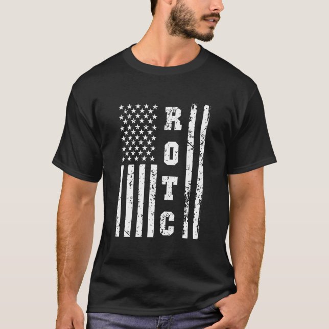 Rotc United States Rot Corps W Us Flag T-Shirt (Front)