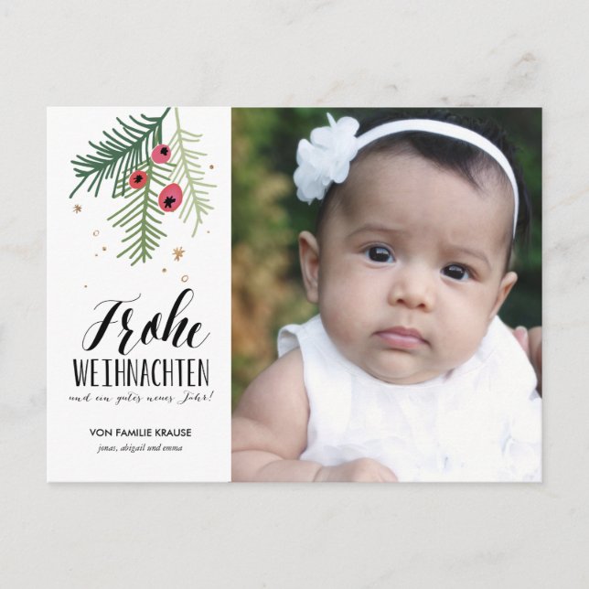 Rote Beeren | Frohe Weihnachten | Postkarte Holiday Postcard (Front)