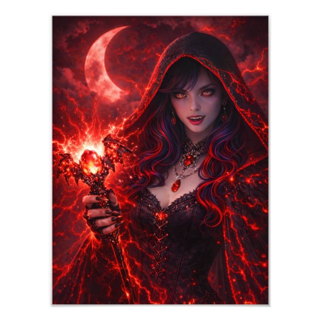 Rote Mond-Zauberin – Dark Fantasy Poster (Front)